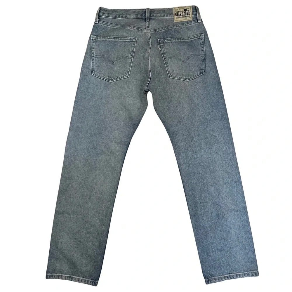 Levi's SilverTab Straight Leg Light Wash Distressed Jeans Mens 30x32 100% Cotton